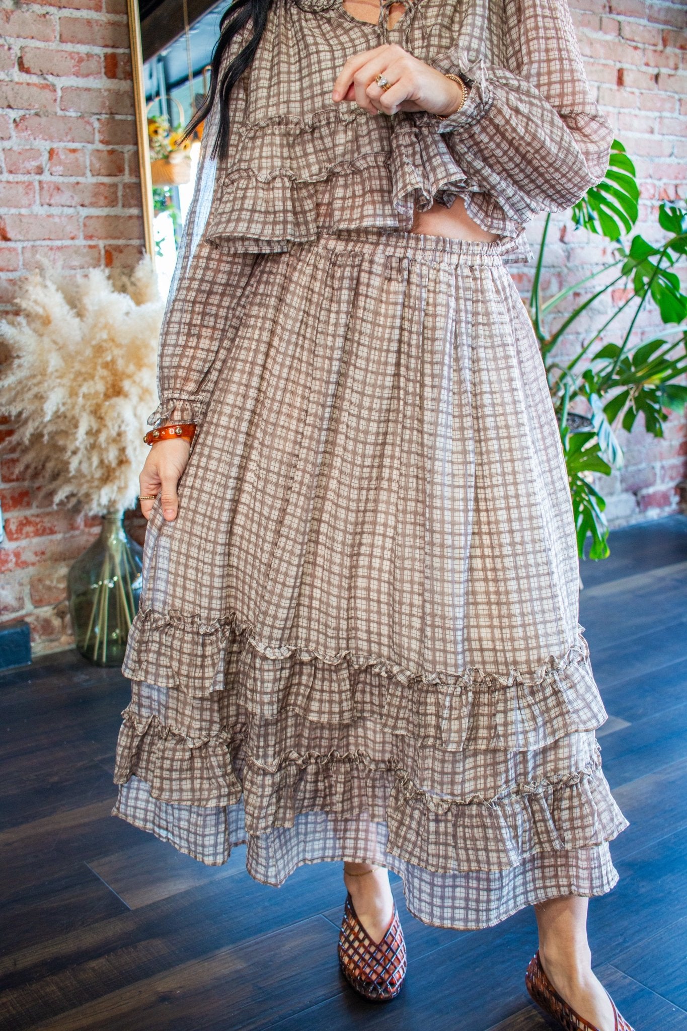 Picnic-Perfect Plaid Ruffle Midi Skirt - Southern Chic Tees & Boutique
