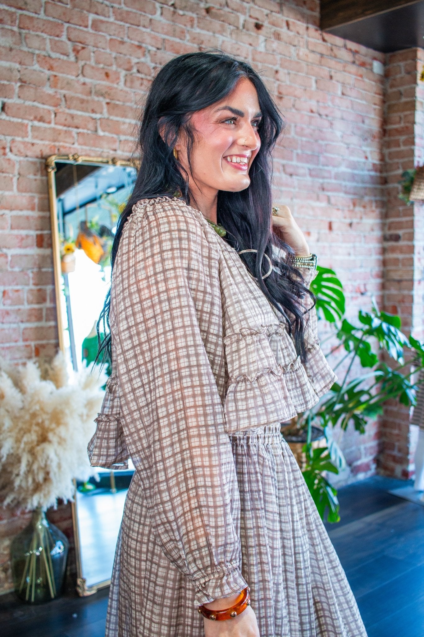 Picnic-Perfect Plaid Smocked Ruffle Top - Southern Chic Tees & Boutique
