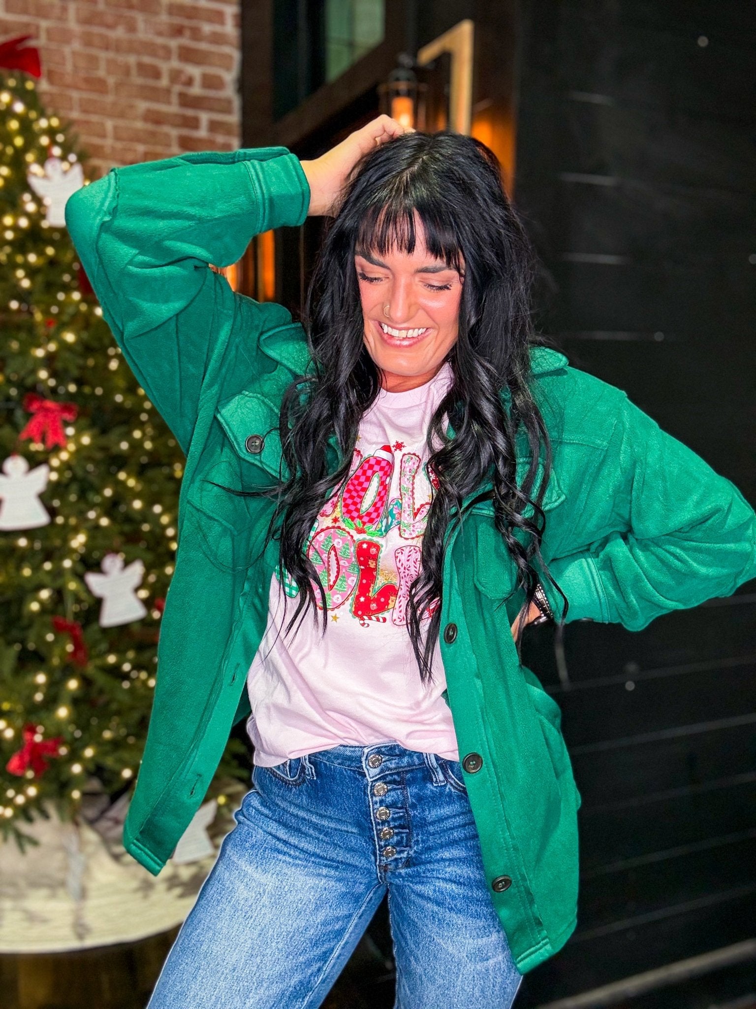 Pink Holly Jolly Graphic Tee - Southern Chic Tees & Boutique