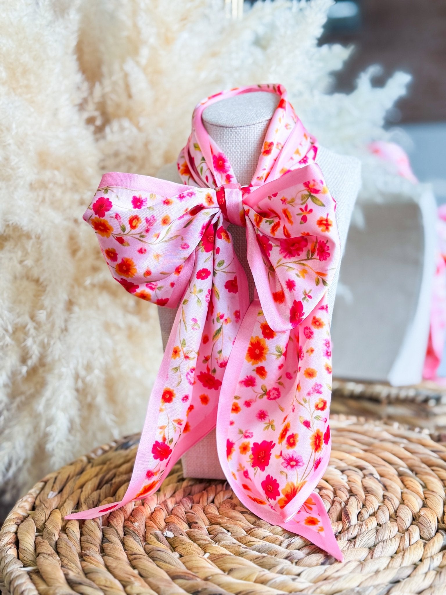 Pink Wildflower Twilly Scarf - Southern Chic Tees & Boutique