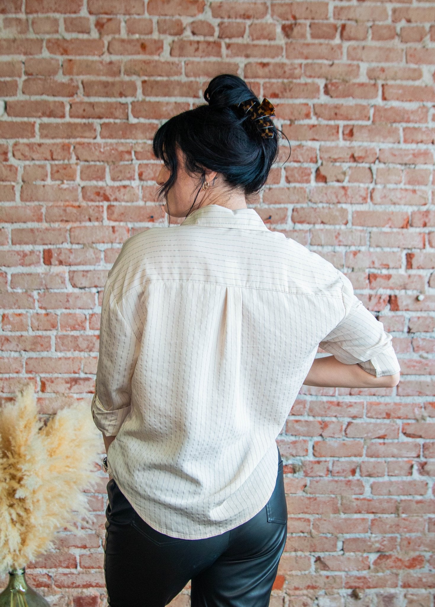 Pinstripe Collared Button Down - Southern Chic Tees & Boutique