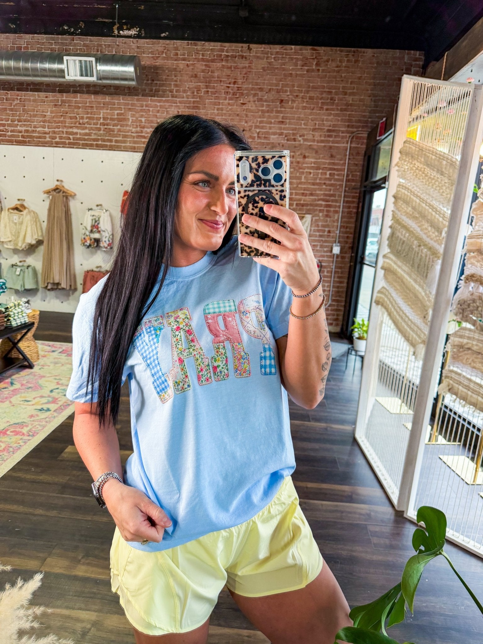 Pray Patchwork Graphic Tee - Southern Chic Tees & Boutique