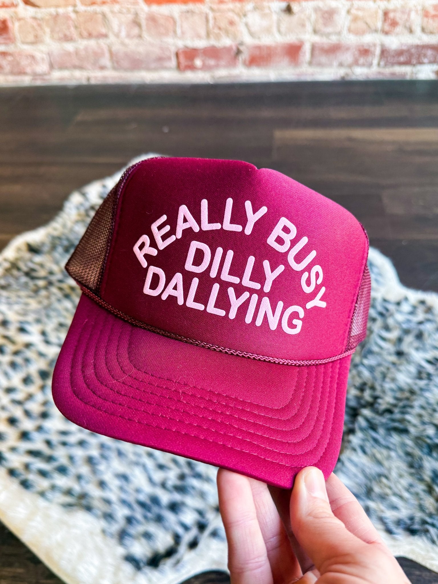 Really Busy Dilly Dallying Hat | Maroon & Pink - Southern Chic Tees & Boutique