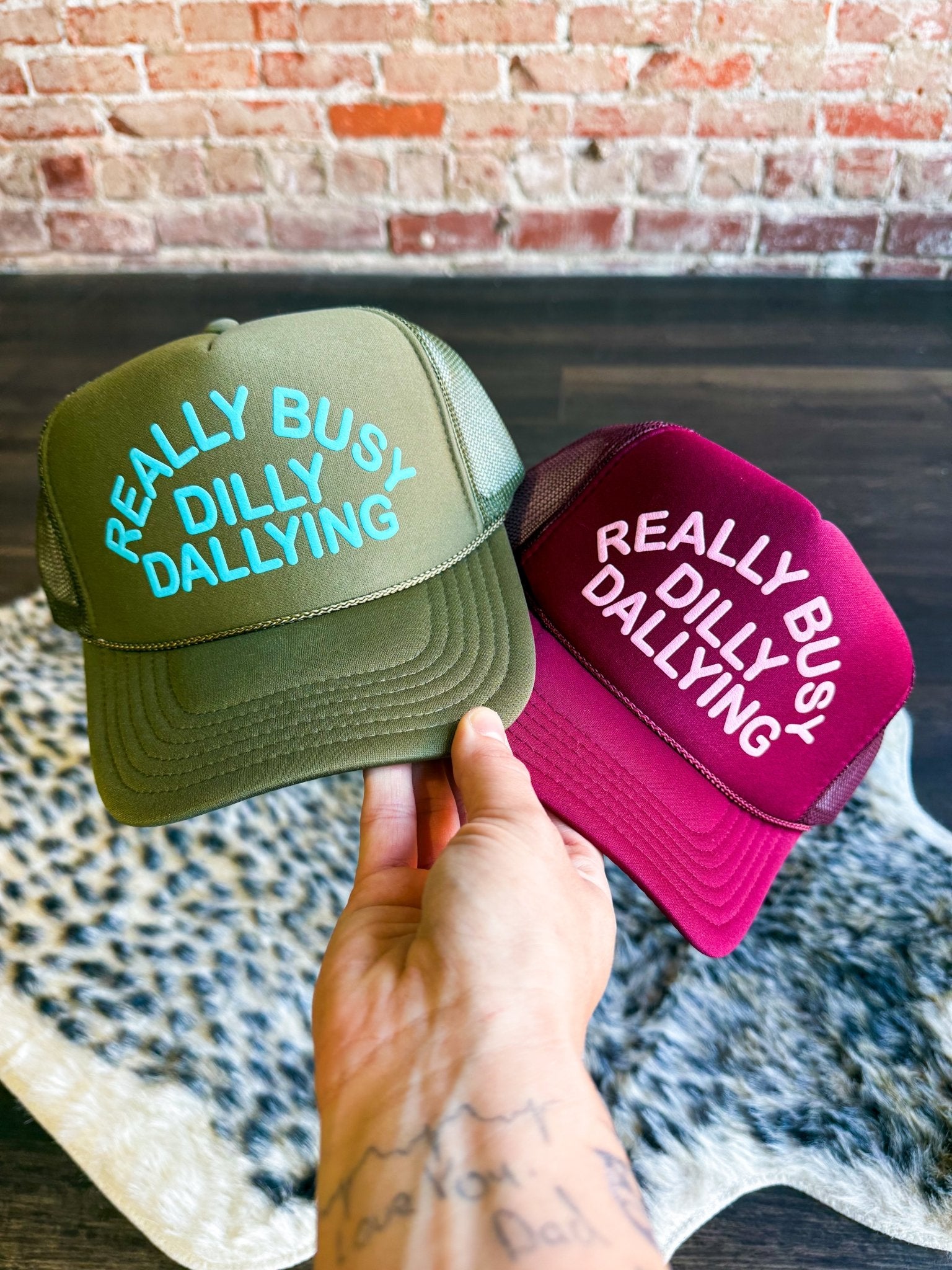 Really Busy Dilly Dallying Hat | Olive & Turquoise - Southern Chic Tees & Boutique