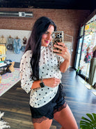 Rebel Sheer Oversized Mesh Polka Dot Shirt - Southern Chic Tees & Boutique
