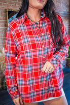 Red "Better Than His" Oversized Plaid Flannel Shirt - Southern Chic Tees & Boutique