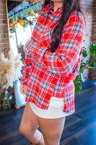 Red "Better Than His" Oversized Plaid Flannel Shirt - Southern Chic Tees & Boutique