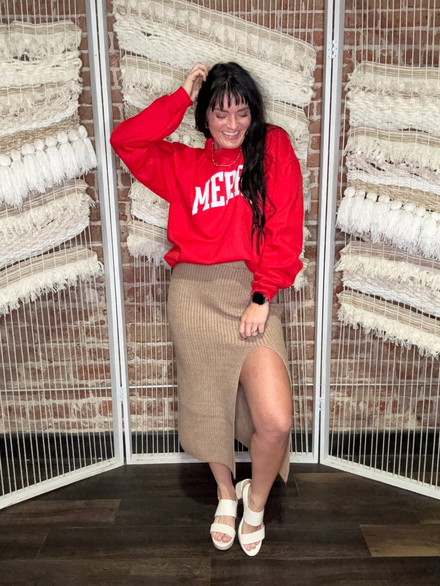 Red Merry Sweatshirt - Southern Chic Tees & Boutique