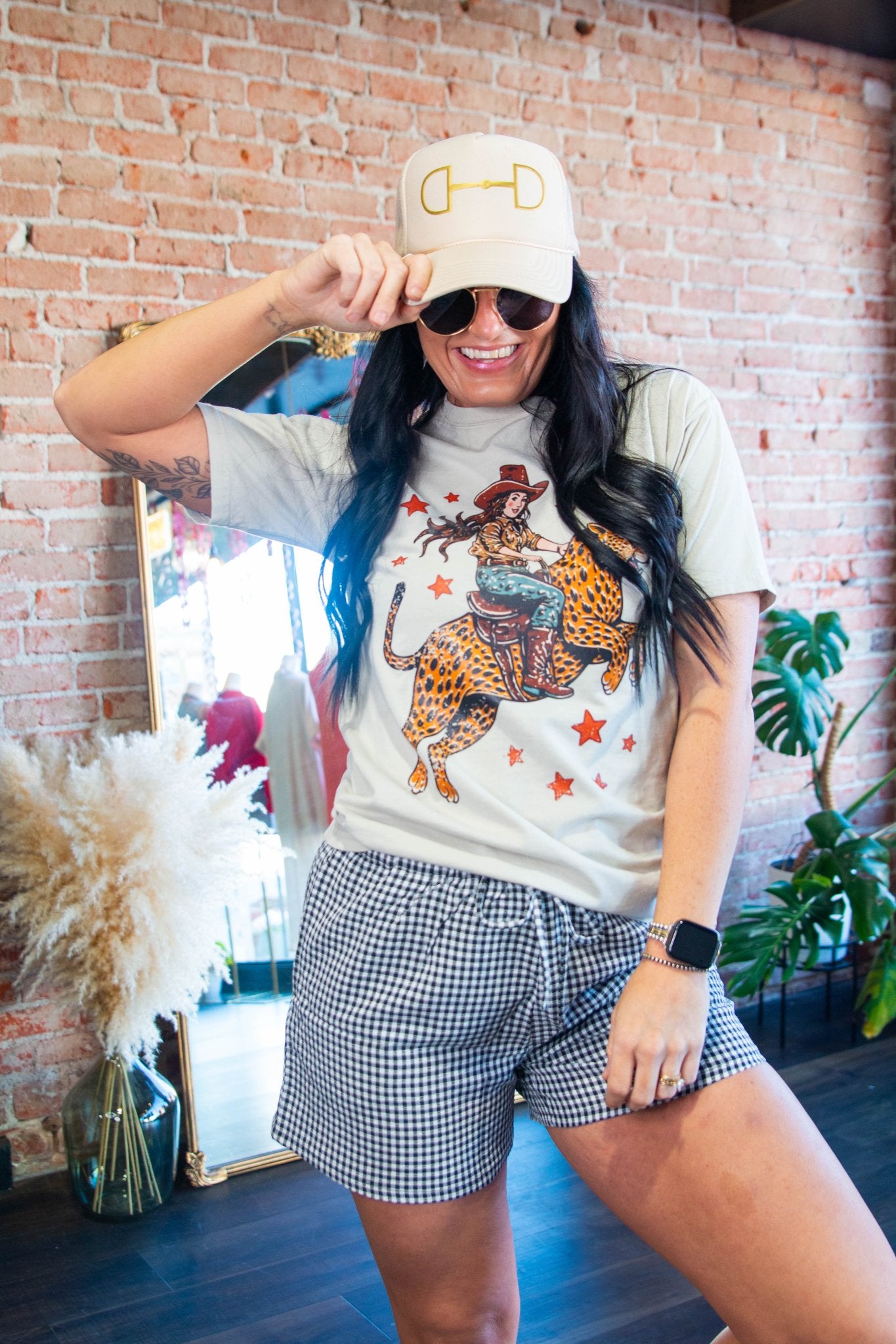 Retro Cheetah Cowgirl Graphic Tee - Trendy Western Leopard Print T-Shirt - Southern Chic Tees & Boutique