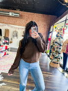 Ribbed Crew Neck Sweater | Chocolate Brown - Southern Chic Tees & Boutique