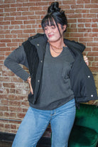 Ribbed Pocket Long Sleeve | Black Charcoal - Southern Chic Tees & Boutique