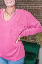 Ribbed Pocket Long Sleeve | Dusty Wine - Southern Chic Tees & Boutique