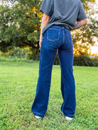 Risen Sky-High Dark Wash Wide Leg Trouser Jeans - Southern Chic Tees & Boutique