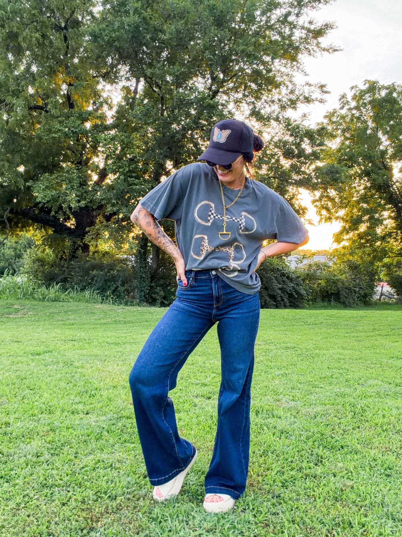 Risen Sky-High Dark Wash Wide Leg Trouser Jeans - Southern Chic Tees & Boutique