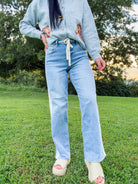 Risen Velocity Slouchy Baggy Jeans: Drawstring & Side Stripe Denim - Southern Chic Tees & Boutique