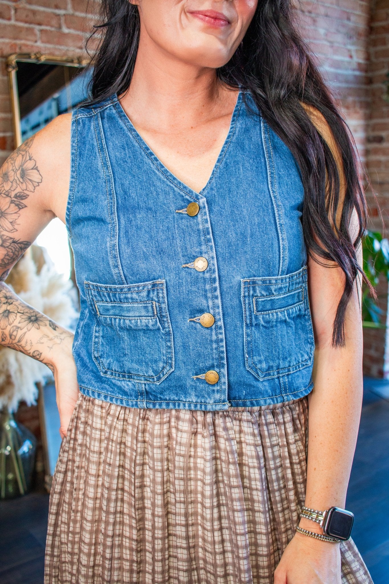 Rodeo Chic Button-Front Denim Vest - Southern Chic Tees & Boutique