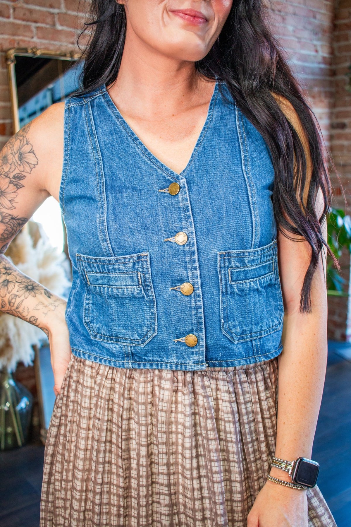 Rodeo Chic Button-Front Denim Vest - Southern Chic Tees & Boutique