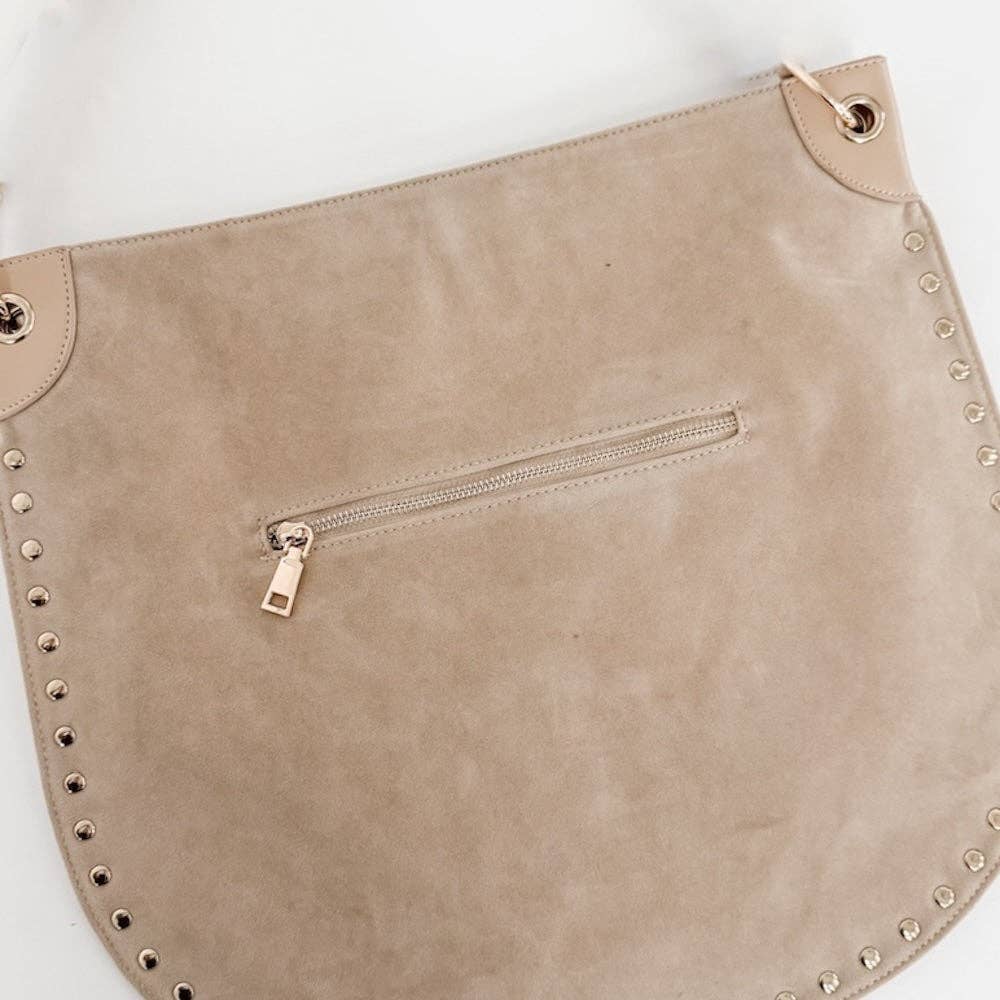 Rosalie Rivet Suede Hobo Bag | Oat - Southern Chic Tees & Boutique