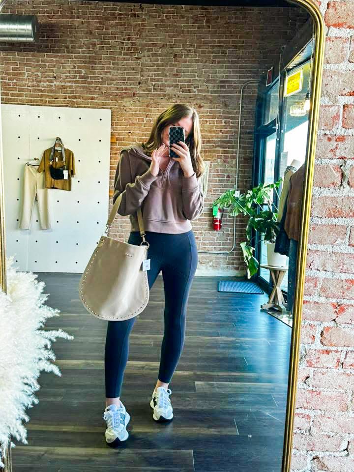 Rosalie Rivet Suede Hobo Bag | Oat - Southern Chic Tees & Boutique