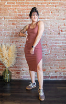 Rosewood Ribbed Bodycon Midi Dress - Southern Chic Tees & Boutique