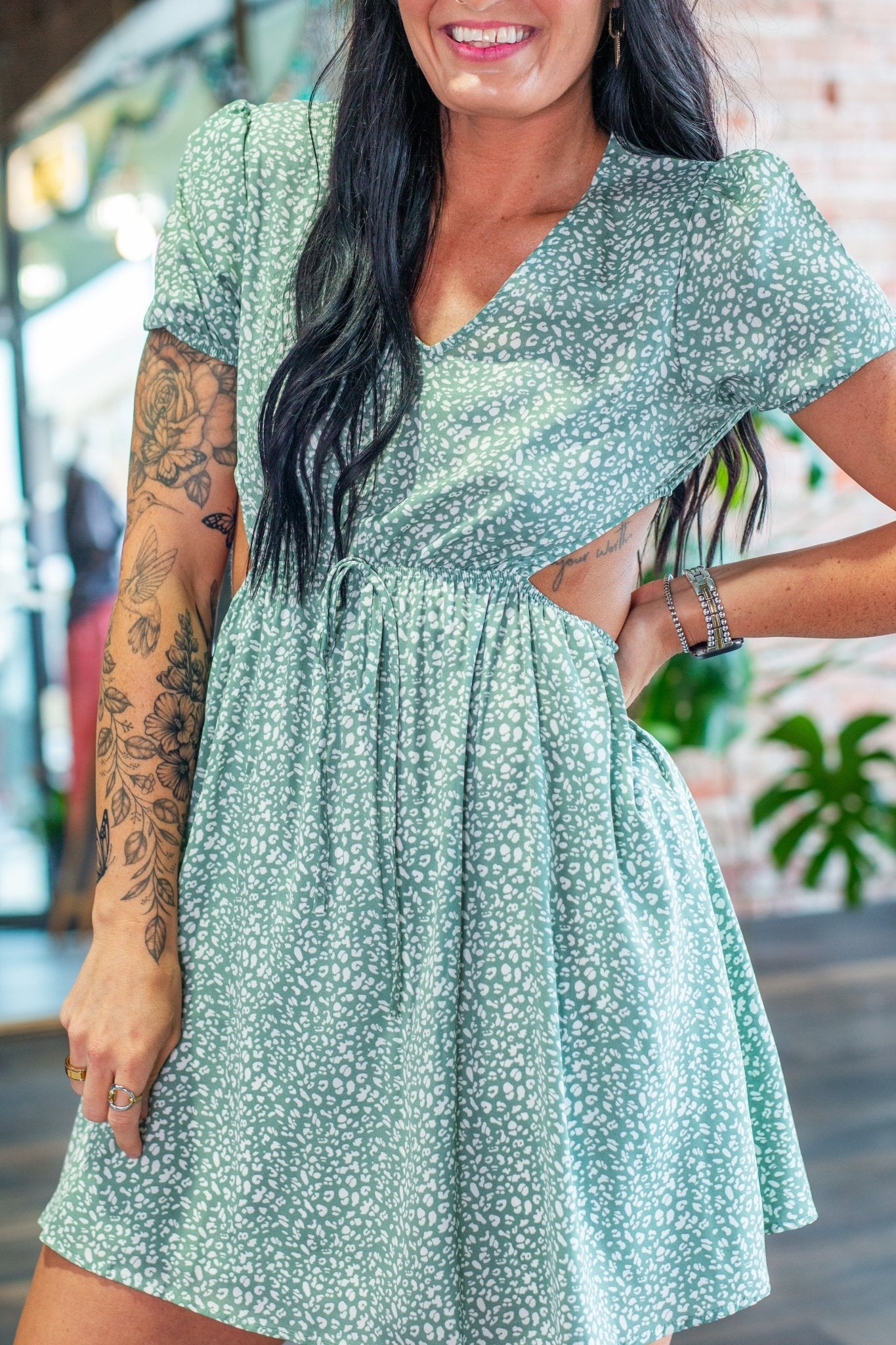 Sage Wildside: Leopard Print Cut - Out Wrap Mini Dress - Southern Chic Tees & Boutique