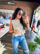 Sahara Tan Stripe Smocked Peplum Blouse - Southern Chic Tees & Boutique