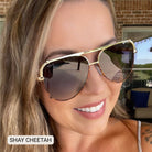 SHAY - Women's Polarized Large Hair Friendly Aviator: Cheetah - Southern Chic Tees & Boutique
