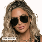 SHAY - Women's Polarized Large Hair Friendly Aviator: Jet Black - Southern Chic Tees & Boutique