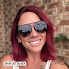 SHAY - Women's Polarized Large Hair Friendly Aviator: Jet Black - Southern Chic Tees & Boutique