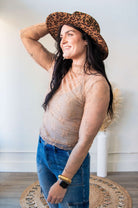 Sheer Lace Long Sleeve Top Mocha - Southern Chic Tees & Boutique