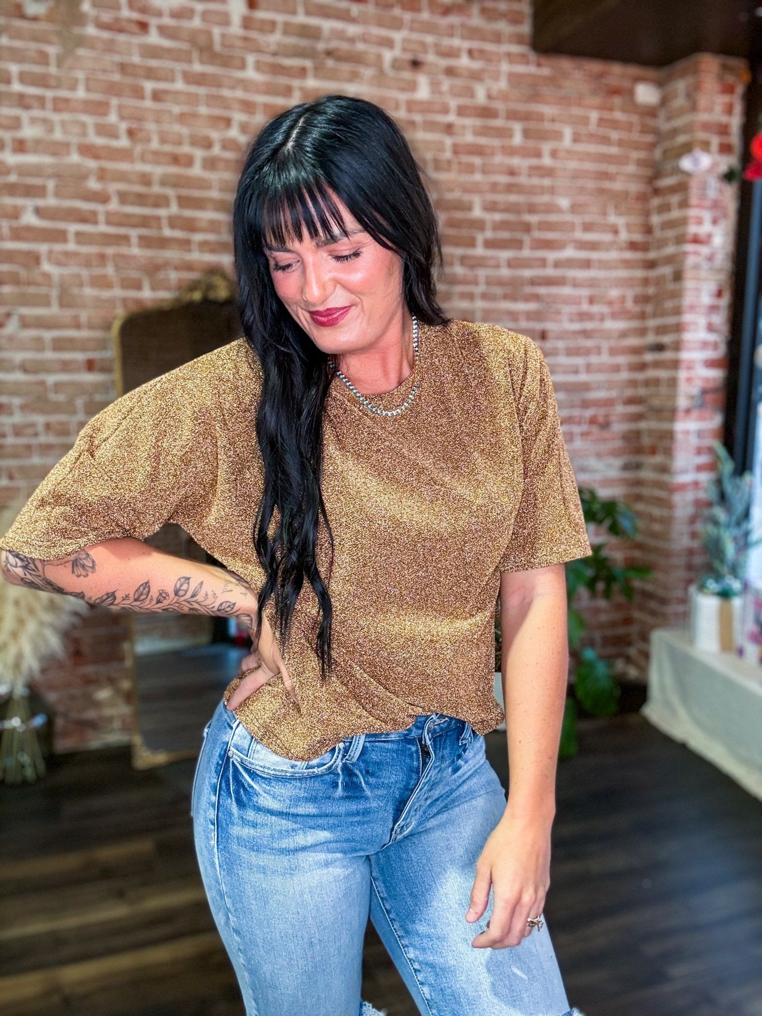 Shimmer & Shine Metallic Tee | Gold - Southern Chic Tees & Boutique