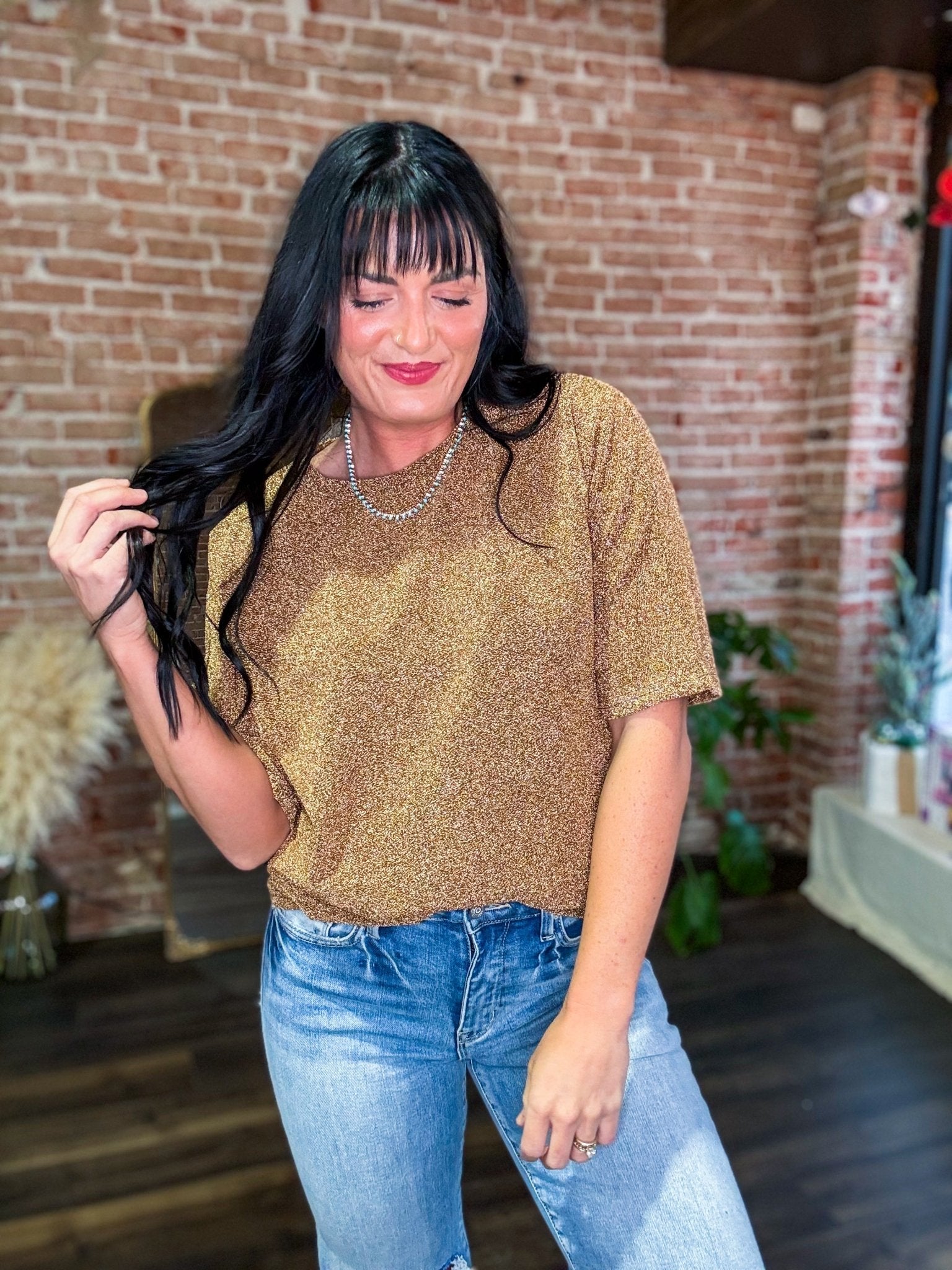 Shimmer & Shine Metallic Tee | Gold - Southern Chic Tees & Boutique