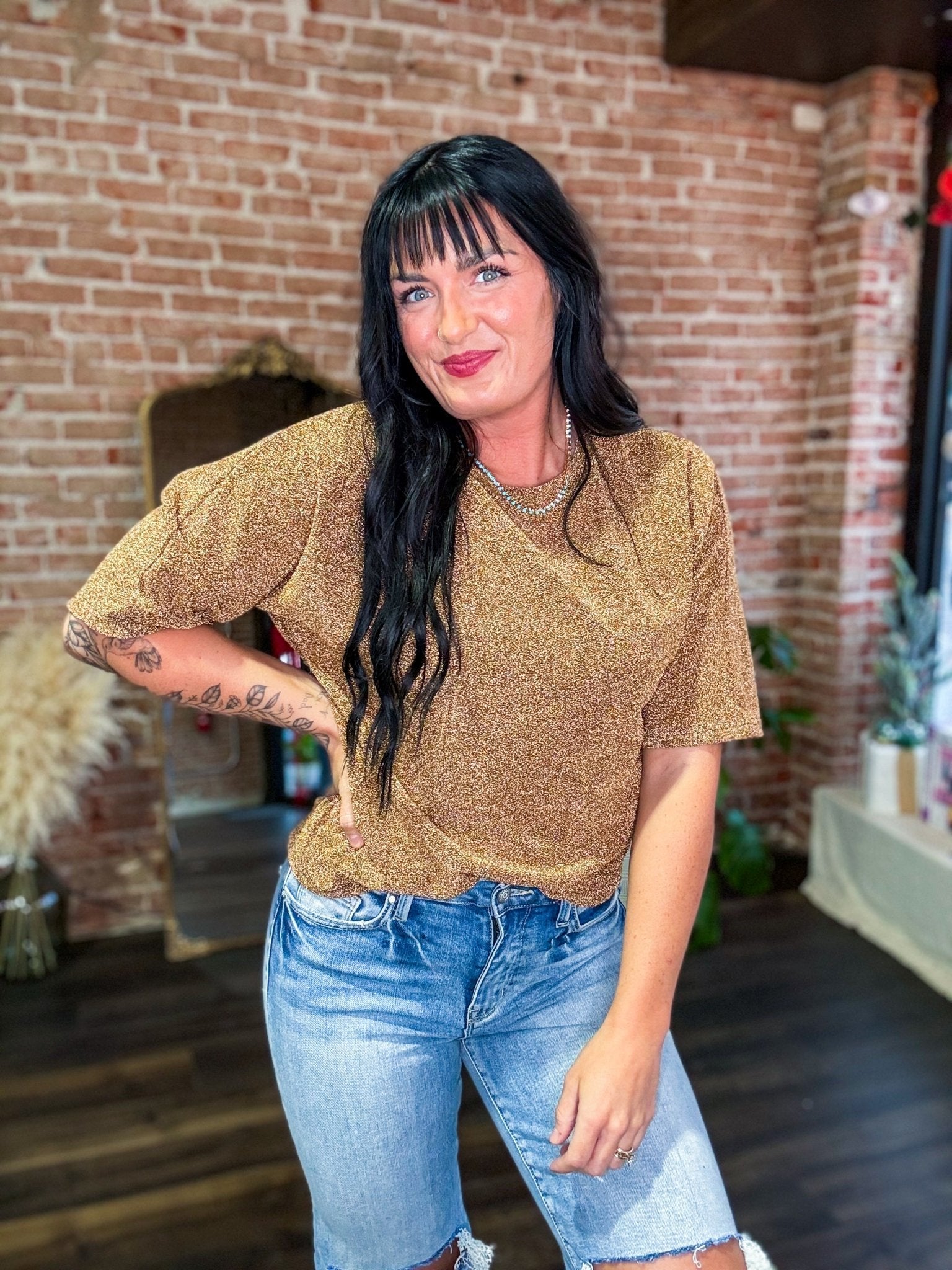 Shimmer & Shine Metallic Tee | Gold - Southern Chic Tees & Boutique