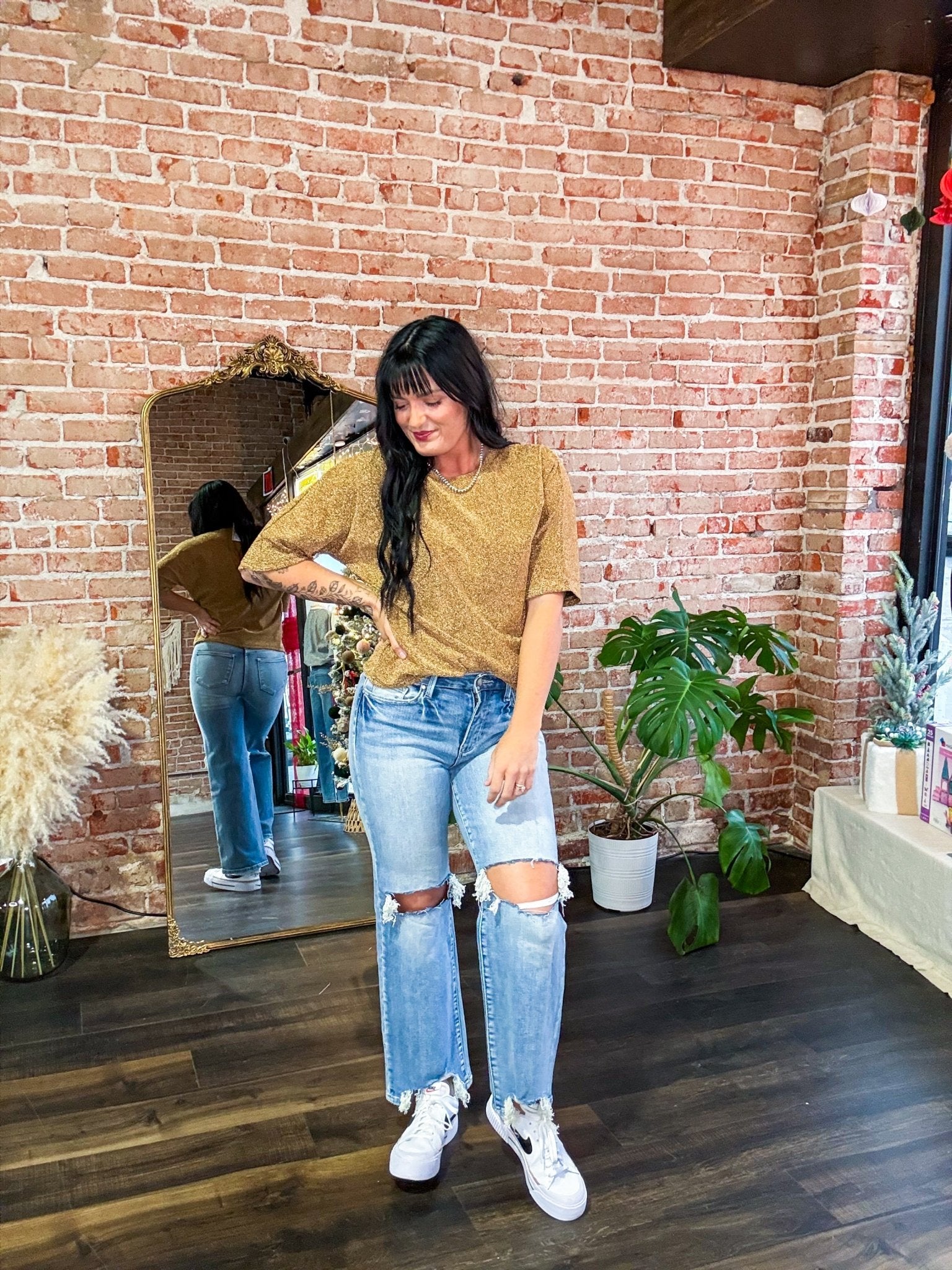 Shimmer & Shine Metallic Tee | Gold - Southern Chic Tees & Boutique