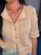 Short Sleeve Waffle Button Front Cardigan | Light Peach - Southern Chic Tees & Boutique