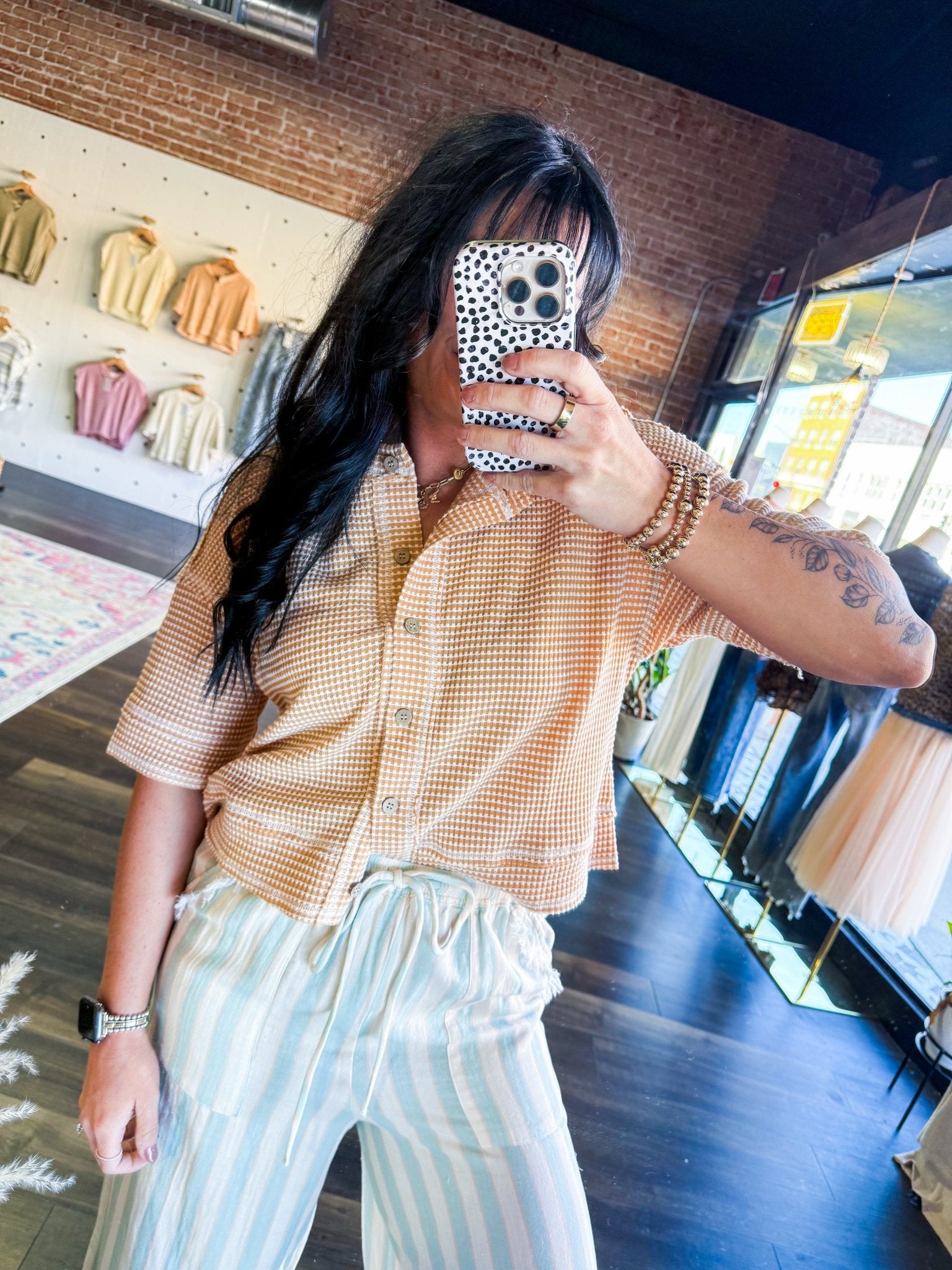 Short Sleeve Waffle Button Front Cardigan | Light Peach - Southern Chic Tees & Boutique