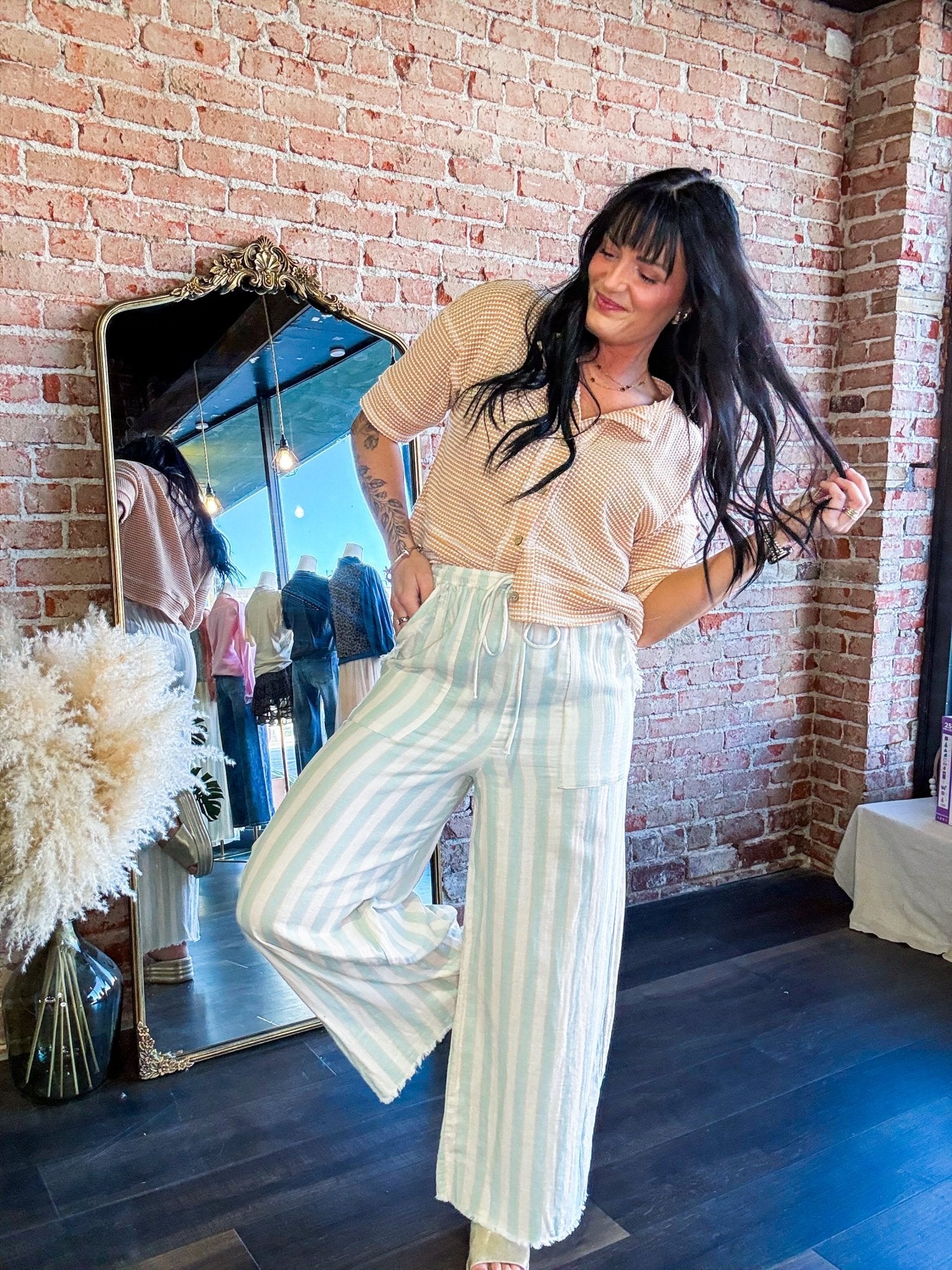 Short Sleeve Waffle Button Front Cardigan | Light Peach - Southern Chic Tees & Boutique