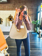Sienna Slouchy Woven Shoulder Bag | Brown Checkered - Southern Chic Tees & Boutique