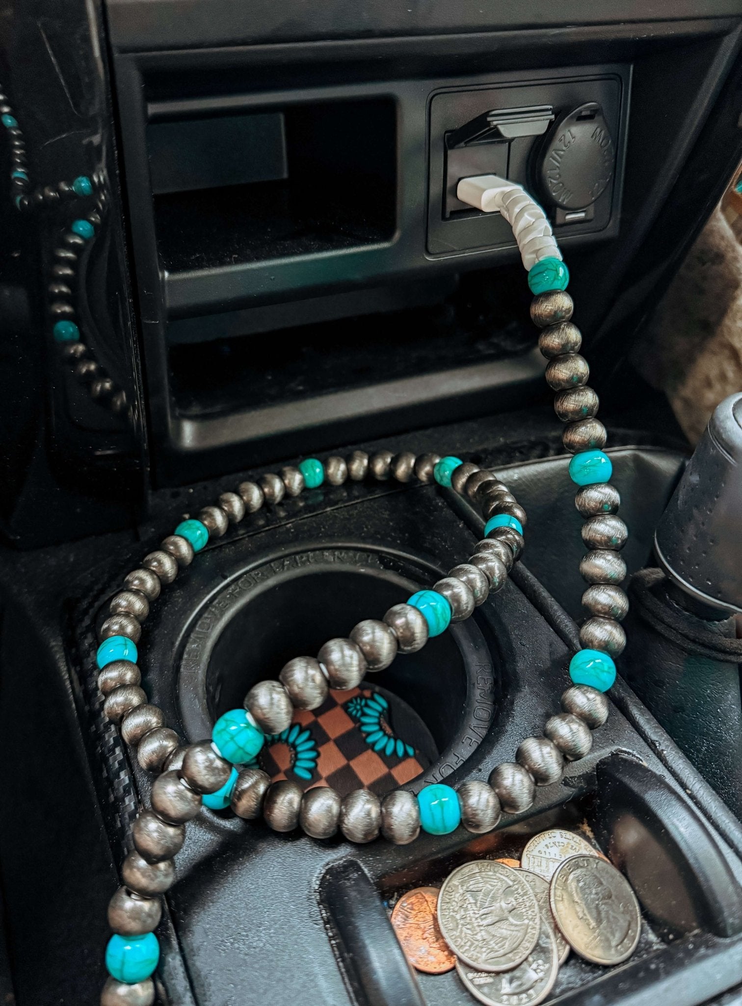 Silver Pearl & Turquoise Phone Charger - Southern Chic Tees & Boutique