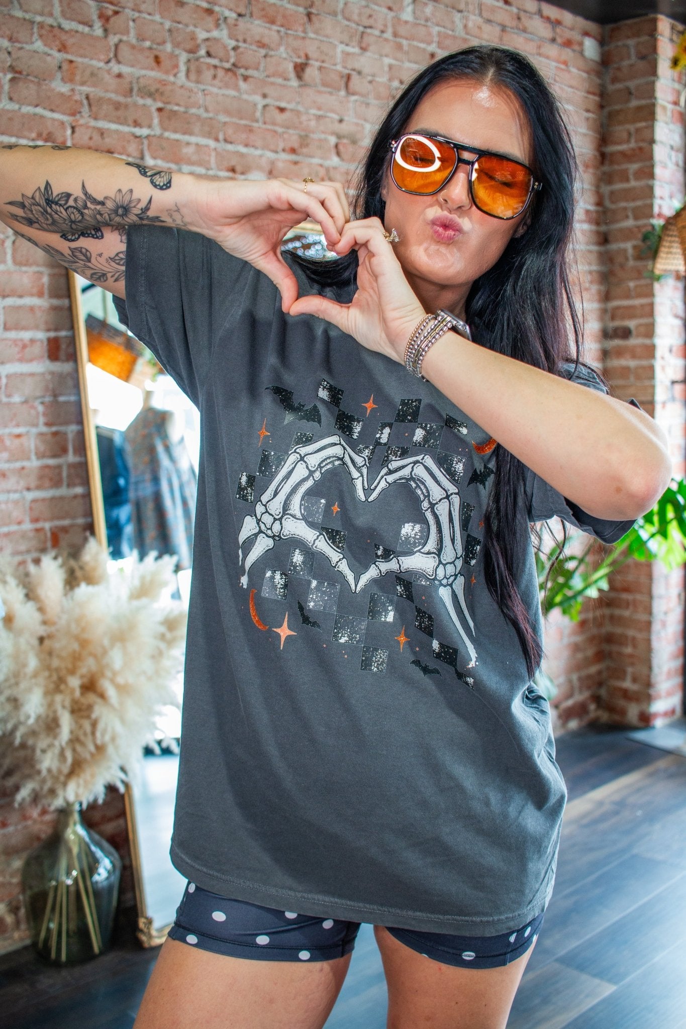 Skellie Heart Hands Graphic Tee - Southern Chic Tees & Boutique