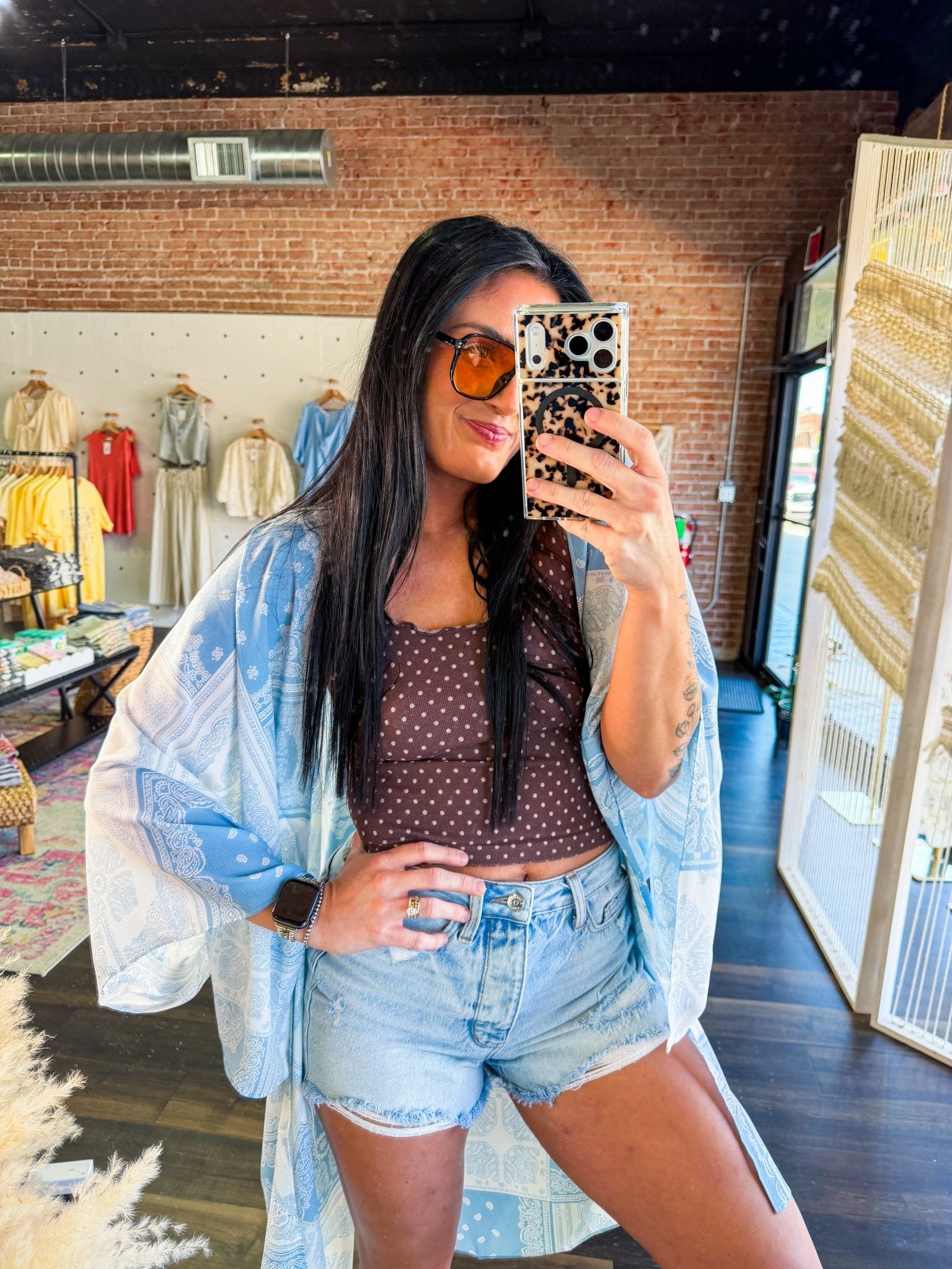 Sky Blue Paisley Boho Kimono – Lightweight Open Front Wrap - Southern Chic Tees & Boutique