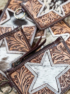 Star Cowhide Tooled Leather Keychain Wallet - Southern Chic Tees & Boutique