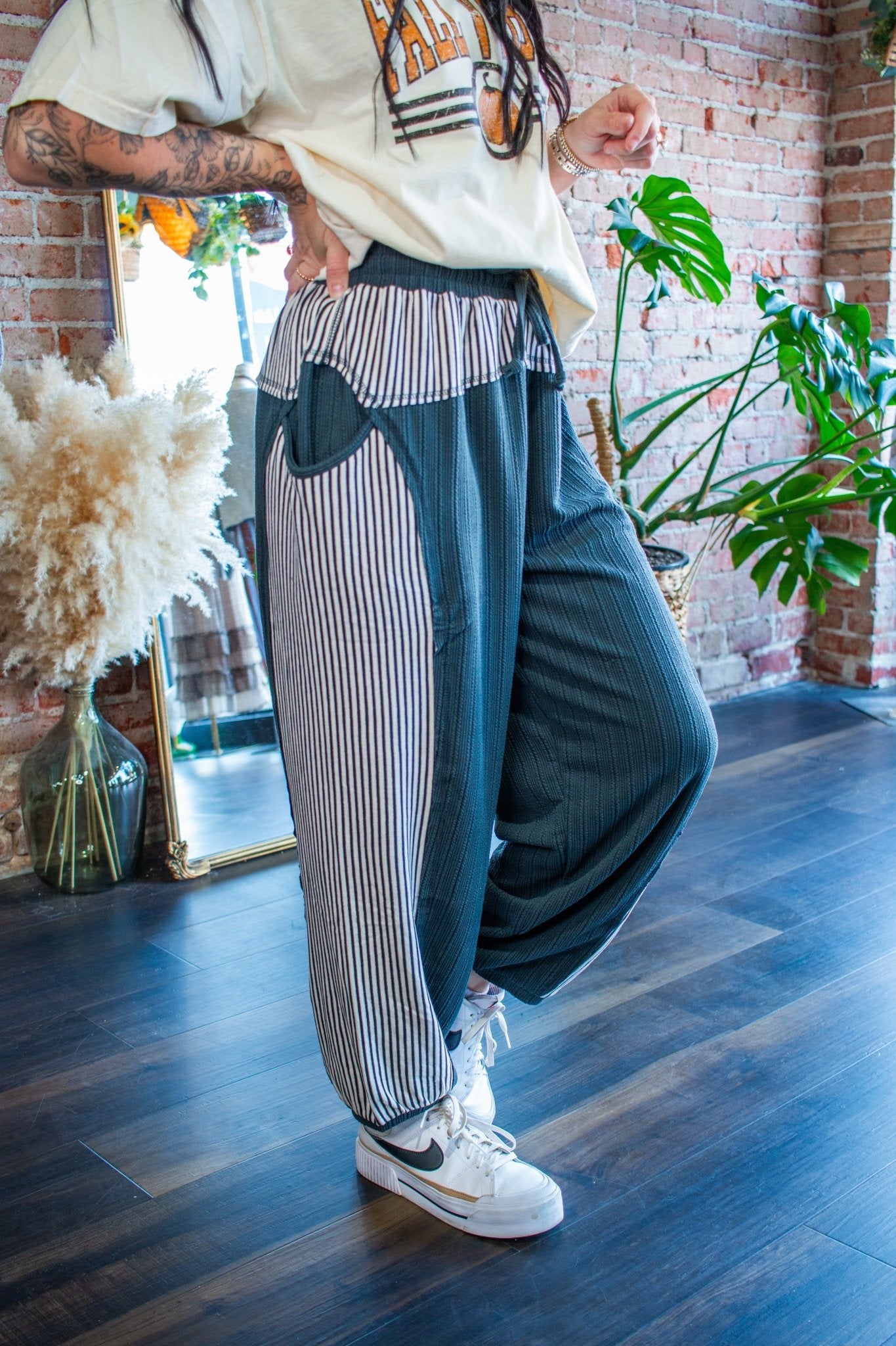 Stripe Right Ribbed Knit Joggers - Southern Chic Tees & Boutique