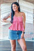 Summer Sizzle Gingham Peplum Tie - Strap Tank - Southern Chic Tees & Boutique