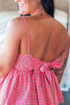 Summer Sizzle Gingham Peplum Tie - Strap Tank - Southern Chic Tees & Boutique