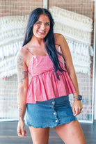 Summer Sizzle Gingham Peplum Tie - Strap Tank - Southern Chic Tees & Boutique