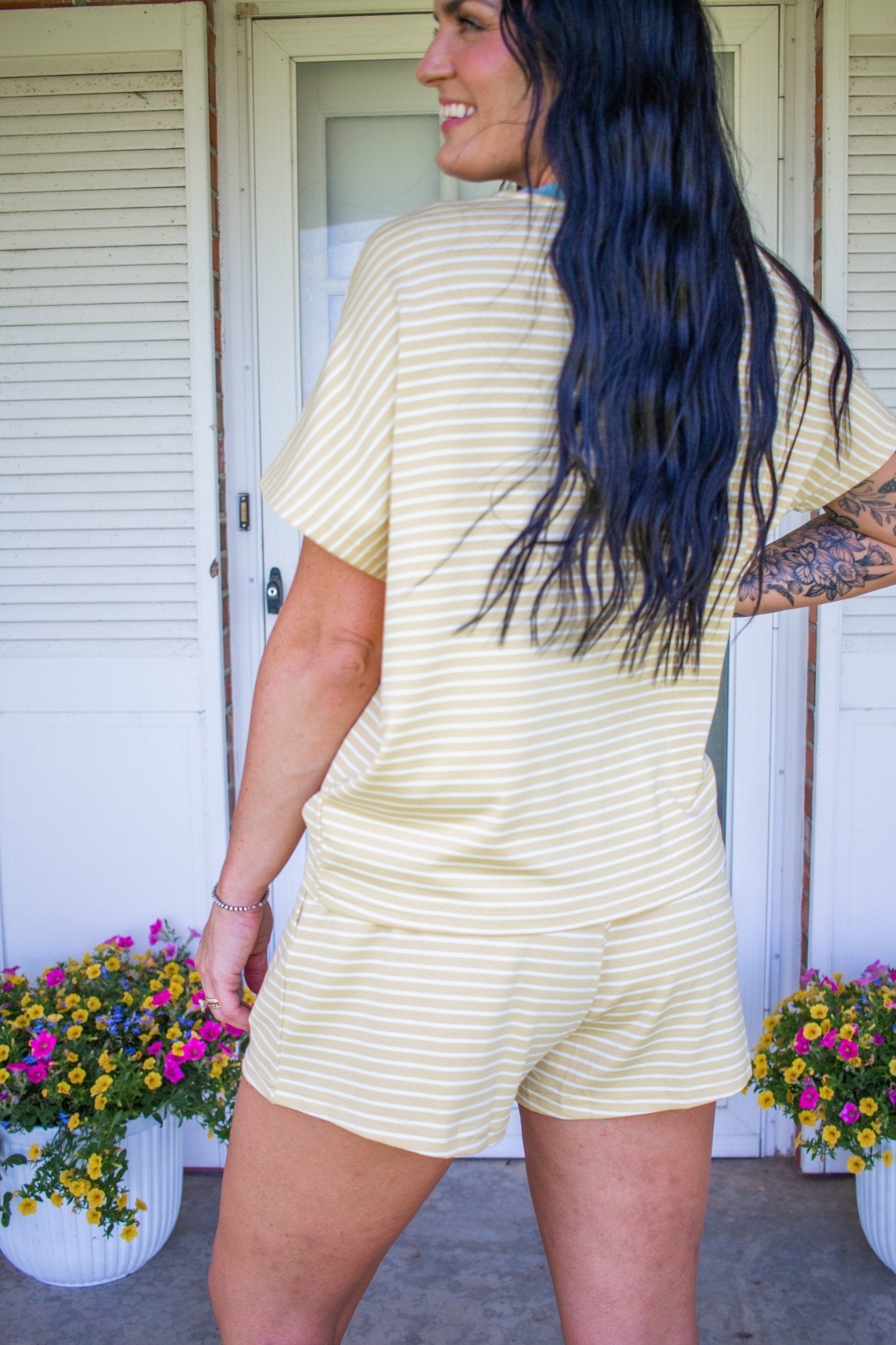 Sun-Drenched Striped Knit Lounge & Shorts Set - Southern Chic Tees & Boutique
