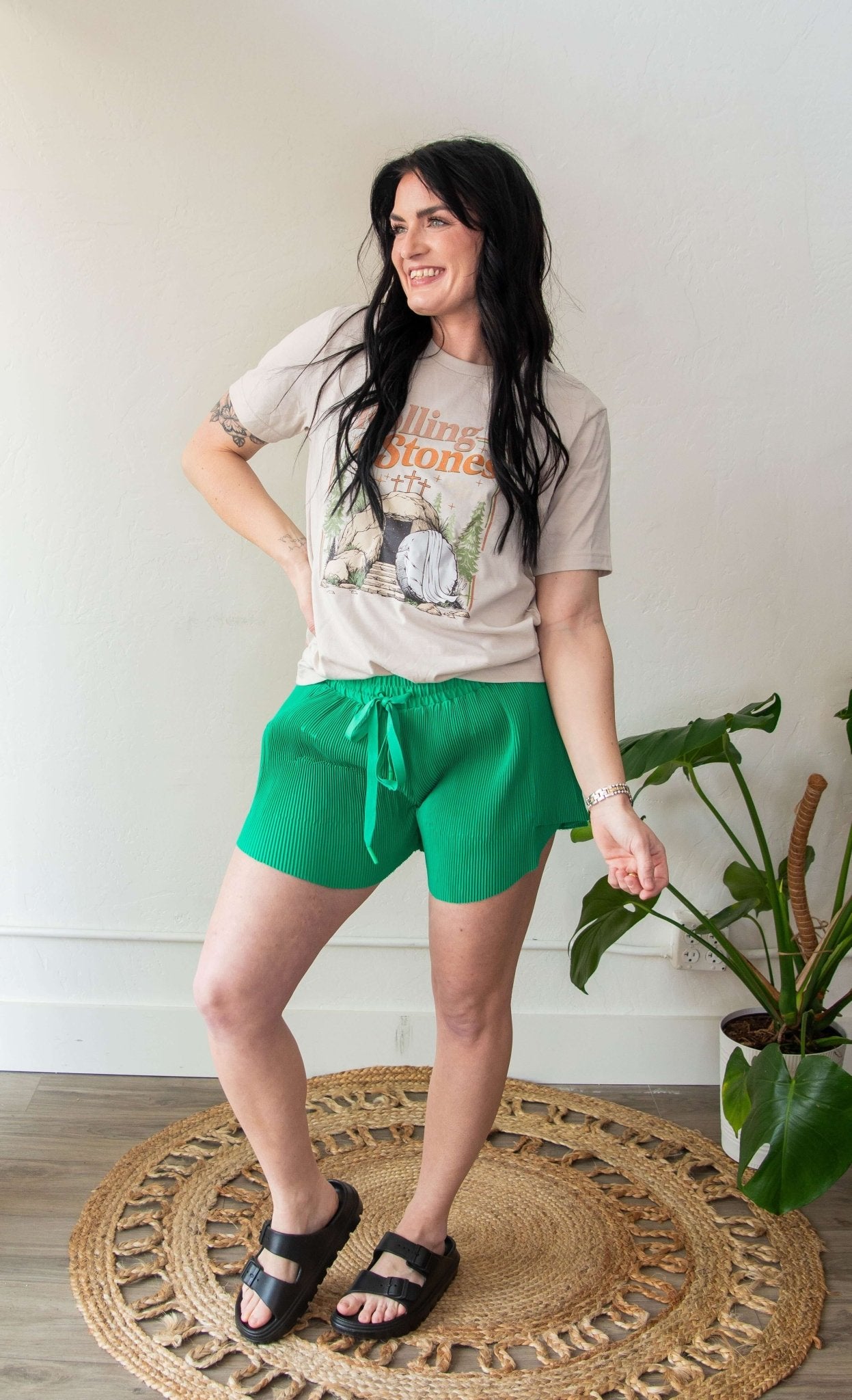 Sunny Days Pleated Athletic Shorts Kelly Green - Southern Chic Tees & Boutique