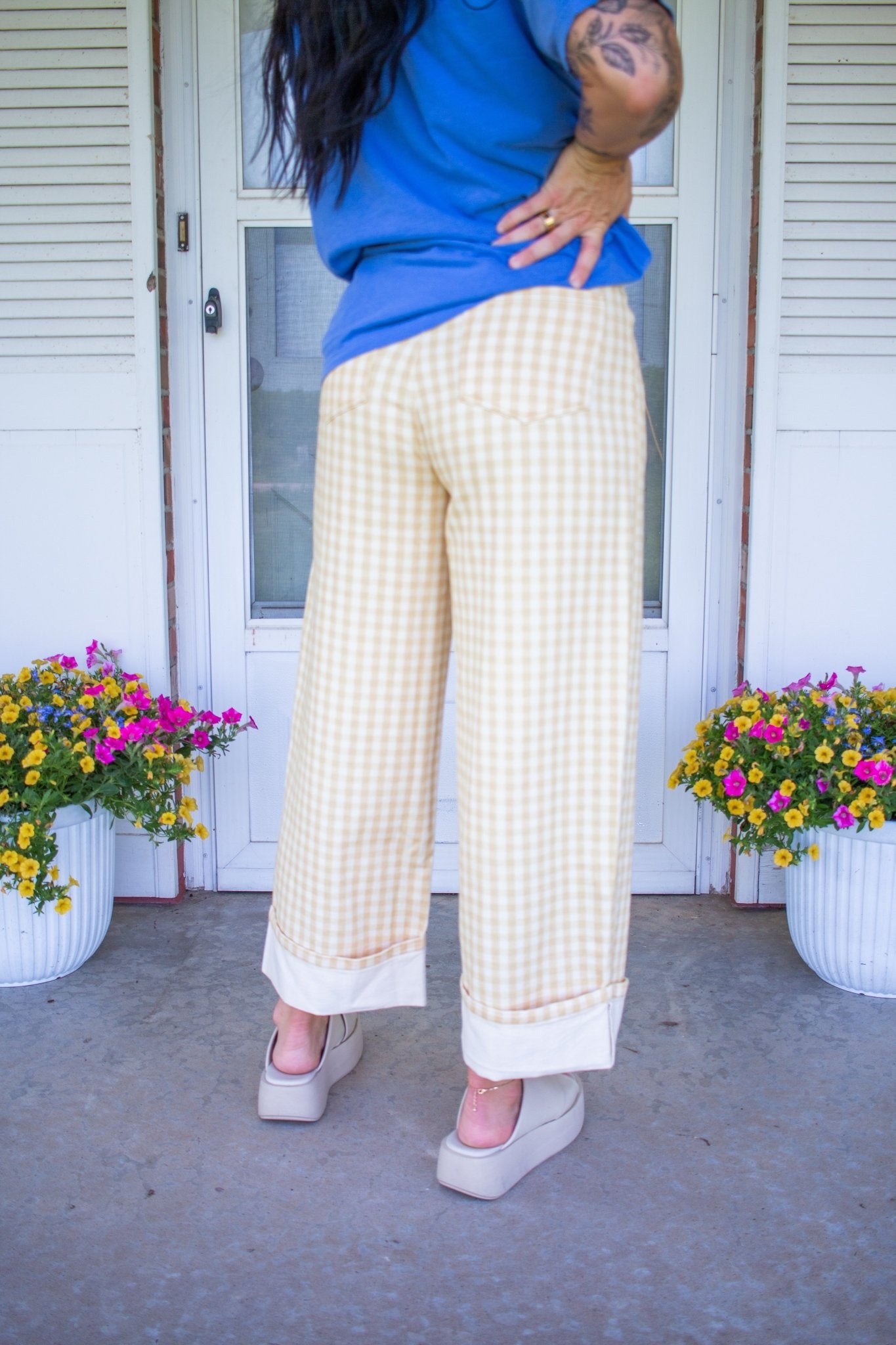 Sunny Gingham Barrel Leg Jeans | Bold Cottagecore Wide-Leg Denim - Southern Chic Tees & Boutique