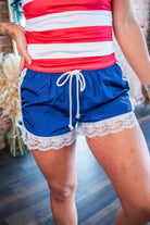 Sweet & Sporty Lace-Trim Contrast Shorts - Southern Chic Tees & Boutique